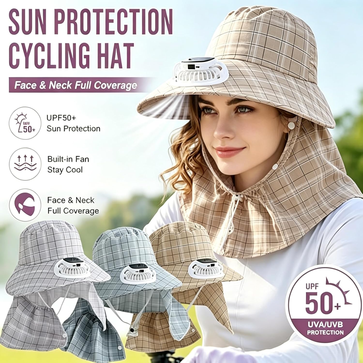1PC 태양광 넥 가드 팬 모자 USB 충전식 팬 모자 - Visor Sun Hat 리뷰 및 가격