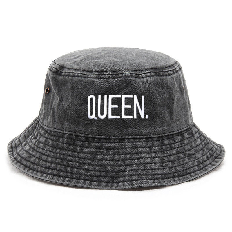 퀸 워시드 빈티지 버킷햇 커플 레터 자수 힙합 스타일  - Bucket Hat Cotton 리뷰 및 가격