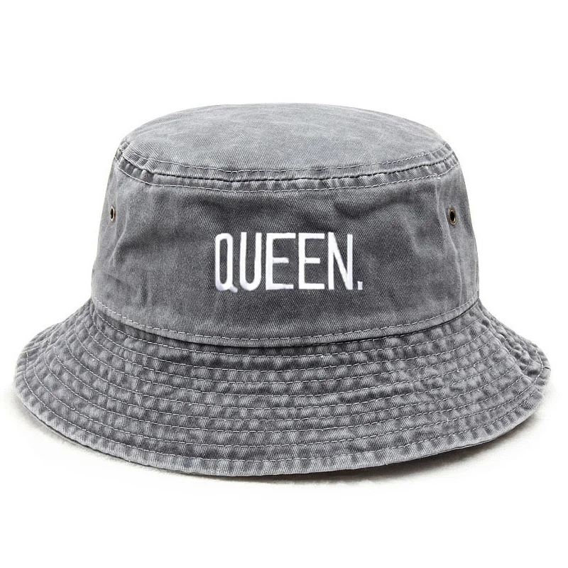 퀸 워시드 빈티지 버킷햇 커플 레터 자수 힙합 스타일  - Bucket Hat Cotton 리뷰 및 가격