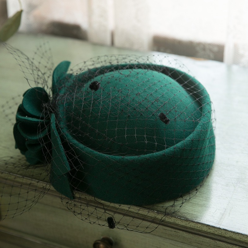 프랑스 빈티지 울 베레모 여성 우아한 네트 원사 꽃 장 - Beret French Wool 리뷰 및 가격
